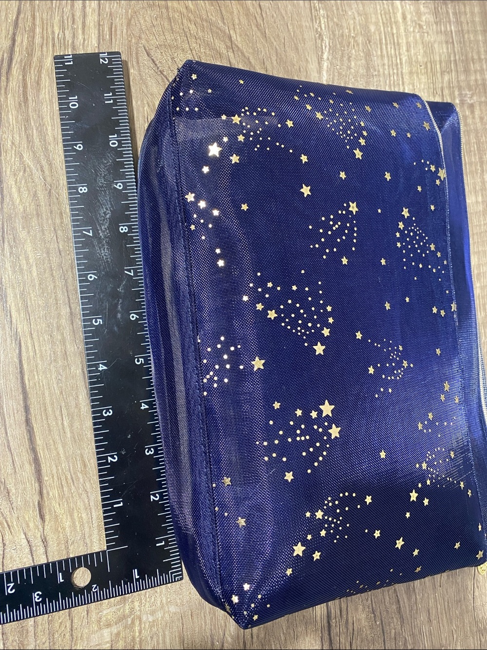 Estee Lauder Navy Cosmetic Pouch with Gold Star Print - Picture 5 of 7